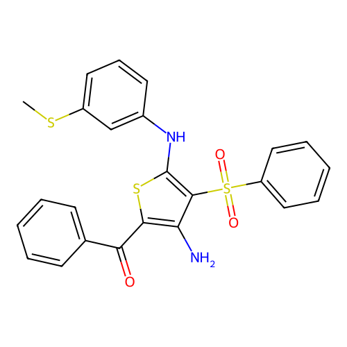 5-Benzoyl-3-(benzenesulfonyl)-N2-[3-(methylsulfanyl)phenyl]thiophene-2,4-diamine structure