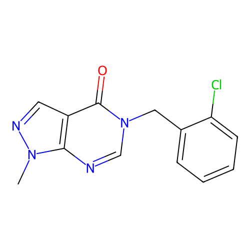5-(2-chlorobenzyl)-1-methyl-1,5-dihydro-4H-pyrazolo[3,4-d]pyrimidin-4-one structure