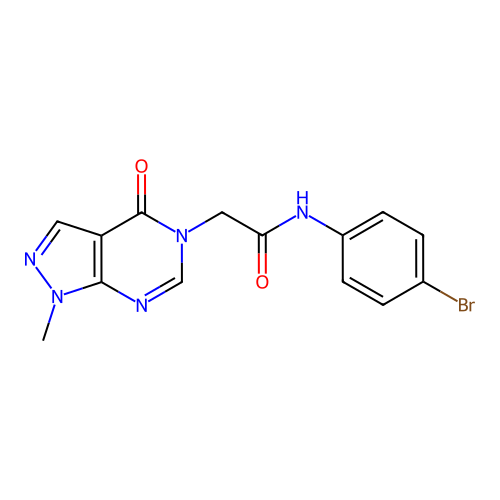 N-(4-bromophenyl)-2-(1-methyl-4-oxo-1,4-dihydro-5H-pyrazolo[3,4-d]pyrimidin-5-yl)acetamide structure