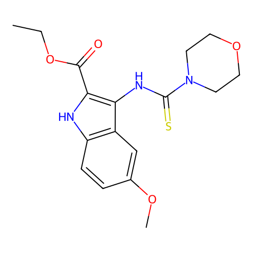 ethyl 5-methoxy-3-(morpholine-4-carbothioylamino)-1H-indole-2-carboxylate structure