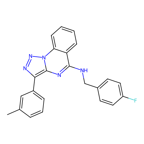 N-[(4-fluorophenyl)methyl]-3-(3-methylphenyl)triazolo[1,5-a]quinazolin-5-amine structure
