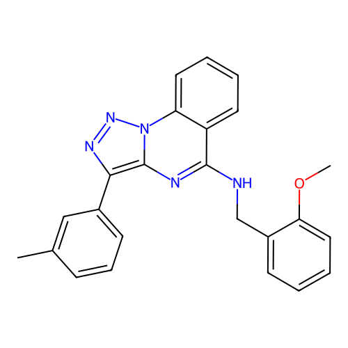 N-[(2-methoxyphenyl)methyl]-3-(3-methylphenyl)triazolo[1,5-a]quinazolin-5-amine structure