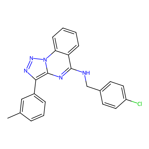 N-[(4-chlorophenyl)methyl]-3-(3-methylphenyl)triazolo[1,5-a]quinazolin-5-amine structure