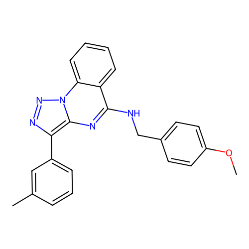 N-[(4-methoxyphenyl)methyl]-3-(3-methylphenyl)triazolo[1,5-a]quinazolin-5-amine structure