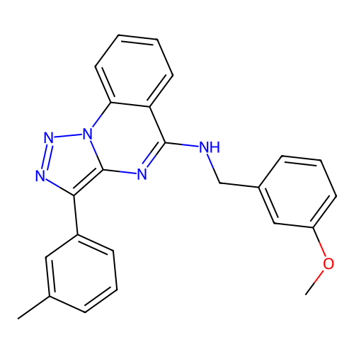 N-[(3-methoxyphenyl)methyl]-3-(3-methylphenyl)triazolo[1,5-a]quinazolin-5-amine structure