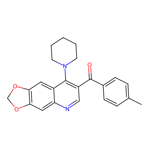 (4-Methylphenyl)-(8-piperidin-1-yl-[1,3]dioxolo[4,5-g]quinolin-7-yl)methanone structure
