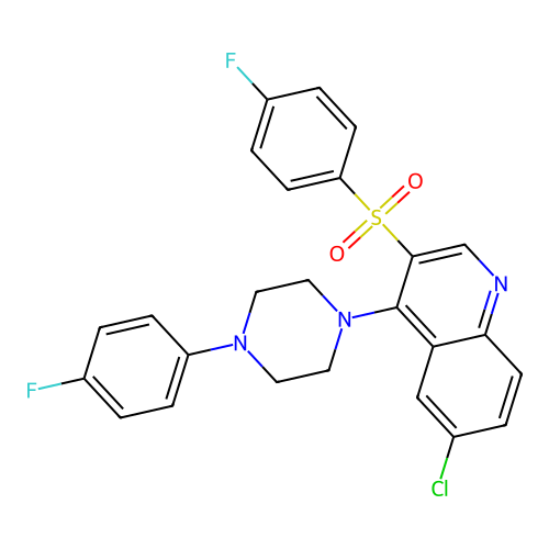 6-CHLORO-3-(4-FLUOROBENZENESULFONYL)-4-[4-(4-FLUOROPHENYL)PIPERAZIN-1-YL]QUINOLINE structure