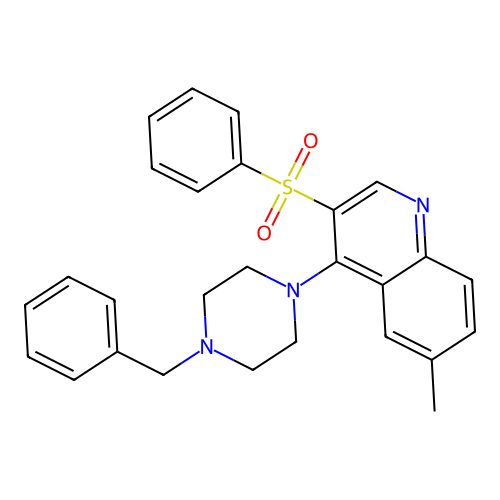3-(Benzenesulfonyl)-4-(4-benzylpiperazin-1-yl)-6-methylquinoline structure