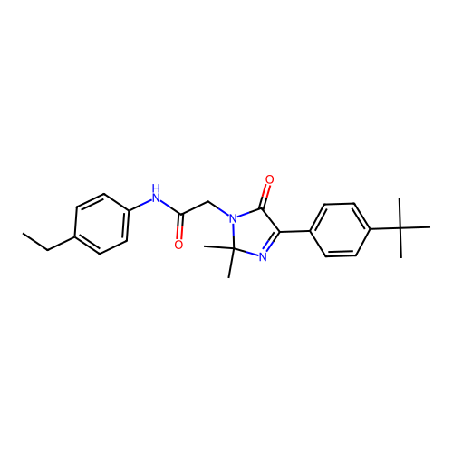 2-[4-(4-tert-butylphenyl)-2,2-dimethyl-5-oxo-2,5-dihydro-1H-imidazol-1-yl]-N-(4-ethylphenyl)acetamide structure