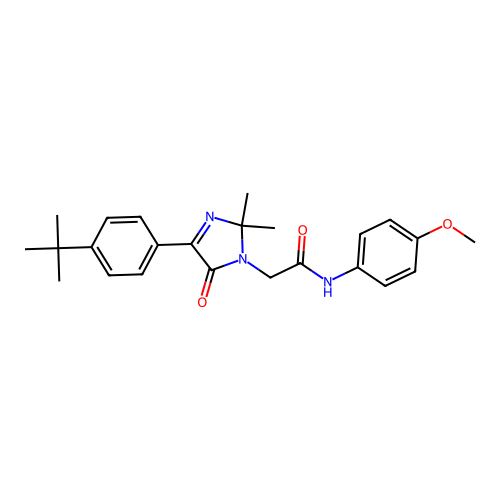 2-[4-(4-tert-butylphenyl)-2,2-dimethyl-5-oxo-2,5-dihydro-1H-imidazol-1-yl]-N-(4-methoxyphenyl)acetamide structure