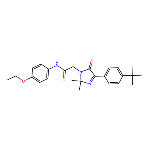 2-[4-(4-tert-butylphenyl)-2,2-dimethyl-5-oxo-2,5-dihydro-1H-imidazol-1-yl]-N-(4-ethoxyphenyl)acetamide structure