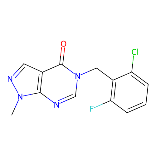 5-[(2-chloro-6-fluorophenyl)methyl]-1-methyl-1H,4H,5H-pyrazolo[3,4-d]pyrimidin-4-one structure