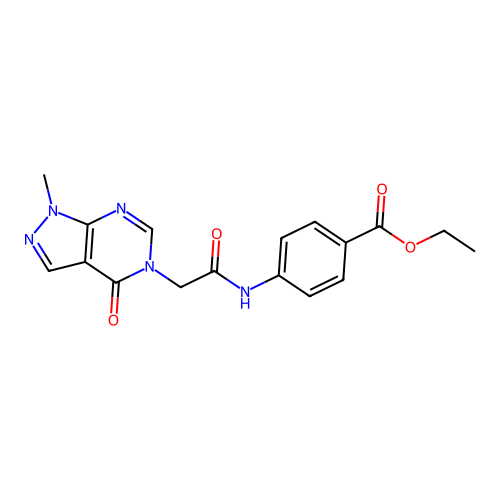 ethyl 4-(2-{1-methyl-4-oxo-1H,4H,5H-pyrazolo[3,4-d]pyrimidin-5-yl}acetamido)benzoate structure