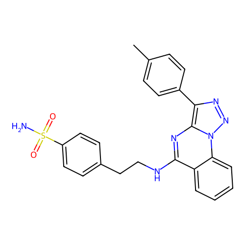 4-[2-[[3-(4-methylphenyl)-5-triazolo[1,5-a]quinazolinyl]amino]ethyl]benzenesulfonamide structure
