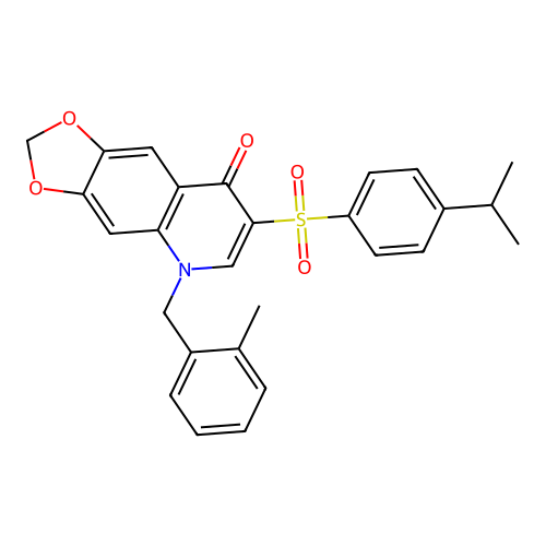 5-[(2-methylphenyl)methyl]-7-[4-(propan-2-yl)benzenesulfonyl]-2H,5H,8H-[1,3]dioxolo[4,5-g]quinolin-8-one structure