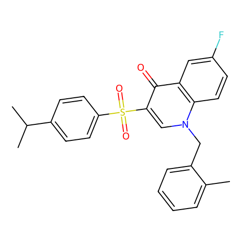 6-fluoro-3-((4-isopropylphenyl)sulfonyl)-1-(2-methylbenzyl)quinolin-4(1H)-one structure