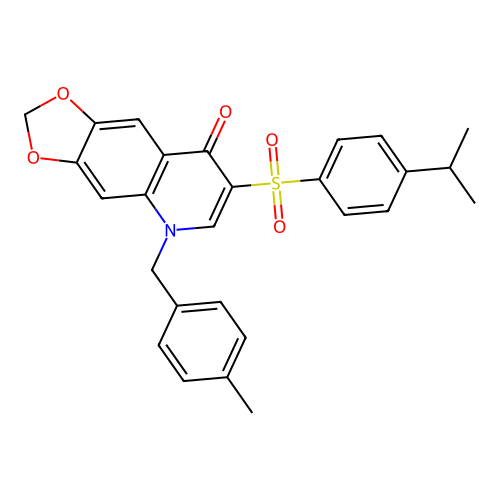 5-[(4-methylphenyl)methyl]-7-(4-propan-2-ylphenyl)sulfonyl-[1,3]dioxolo[4,5-g]quinolin-8-one structure