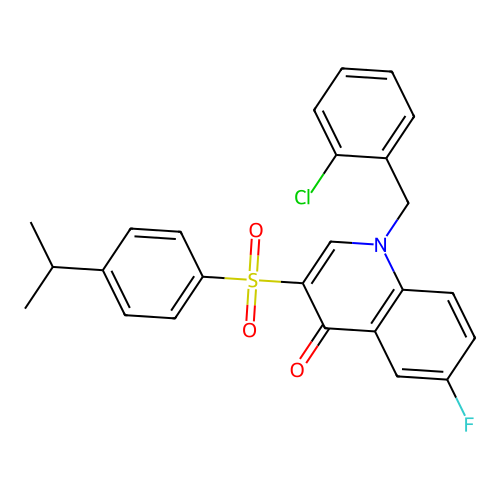 1-(2-chlorobenzyl)-6-fluoro-3-((4-isopropylphenyl)sulfonyl)quinolin-4(1H)-one structure