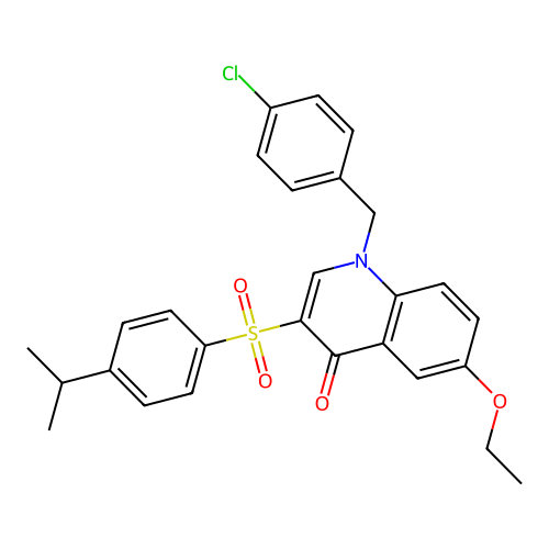 1-(4-chlorobenzyl)-6-ethoxy-3-((4-isopropylphenyl)sulfonyl)quinolin-4(1H)-one structure