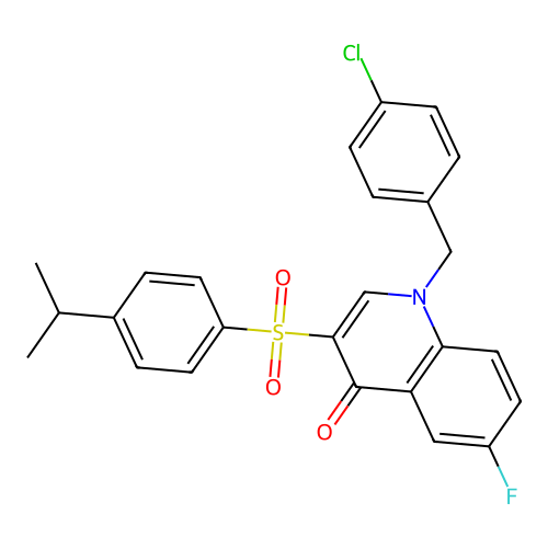 1-(4-chlorobenzyl)-6-fluoro-3-((4-isopropylphenyl)sulfonyl)quinolin-4(1H)-one structure