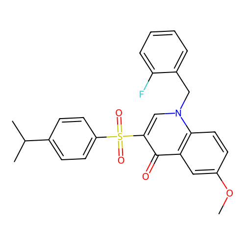 1-(2-fluorobenzyl)-3-((4-isopropylphenyl)sulfonyl)-6-methoxyquinolin-4(1H)-one structure