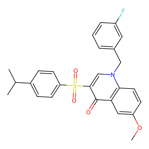 1-(3-fluorobenzyl)-3-((4-isopropylphenyl)sulfonyl)-6-methoxyquinolin-4(1H)-one structure