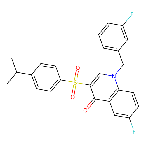 6-fluoro-1-(3-fluorobenzyl)-3-((4-isopropylphenyl)sulfonyl)quinolin-4(1H)-one structure