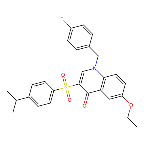 6-ethoxy-1-(4-fluorobenzyl)-3-((4-isopropylphenyl)sulfonyl)quinolin-4(1H)-one structure