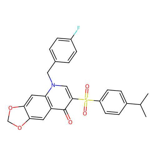 5-[(4-fluorophenyl)methyl]-7-[4-(propan-2-yl)benzenesulfonyl]-2H,5H,8H-[1,3]dioxolo[4,5-g]quinolin-8-one structure