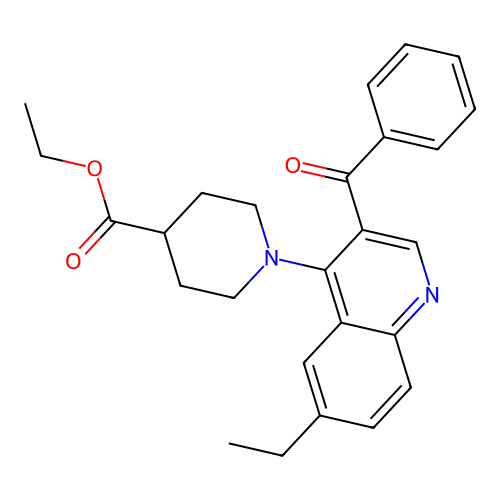 Ethyl 1-(3-benzoyl-6-ethylquinolin-4-yl)piperidine-4-carboxylate structure