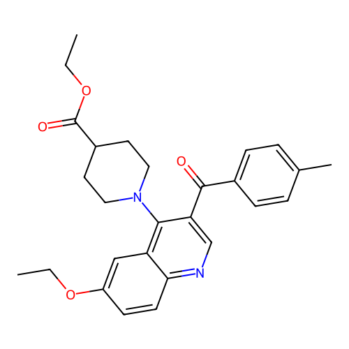 Ethyl 1-[6-ethoxy-3-(4-methylbenzoyl)quinolin-4-yl]piperidine-4-carboxylate structure