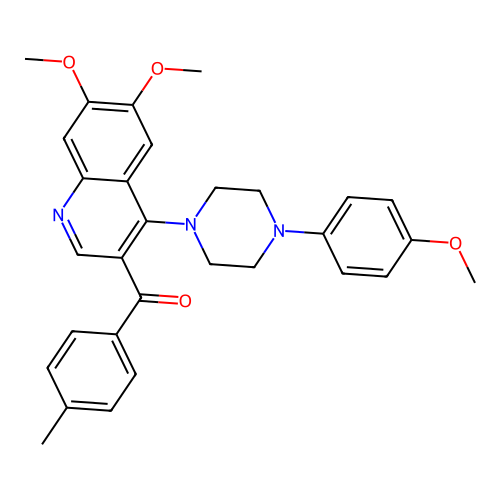 6,7-dimethoxy-4-[4-(4-methoxyphenyl)piperazin-1-yl]-3-(4-methylbenzoyl)quinoline structure