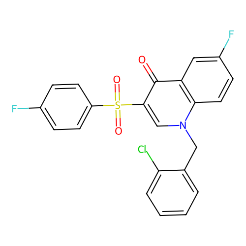 1-[(2-Chlorophenyl)methyl]-6-fluoro-3-(4-fluorophenyl)sulfonylquinolin-4-one structure
