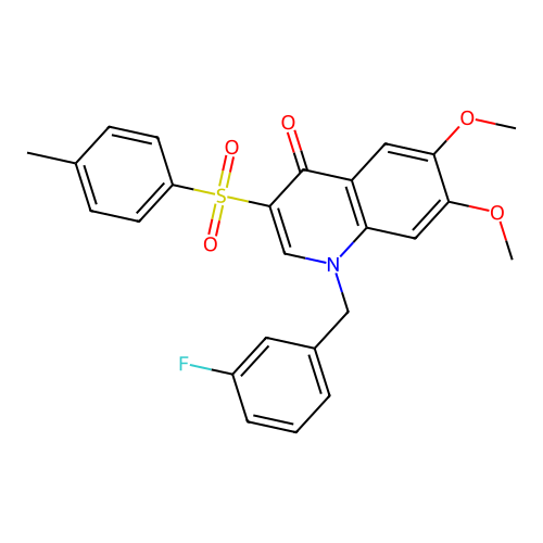 1-(3-fluorobenzyl)-6,7-dimethoxy-3-tosylquinolin-4(1H)-one structure