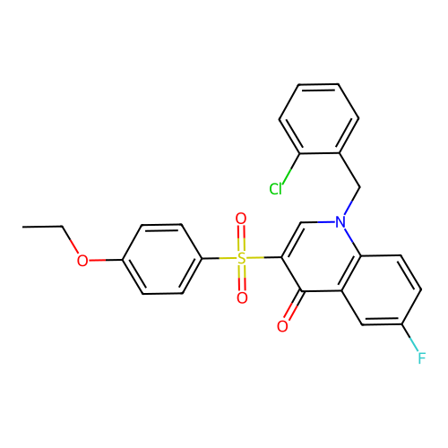 1-[(2-Chlorophenyl)methyl]-3-(4-ethoxyphenyl)sulfonyl-6-fluoroquinolin-4-one structure