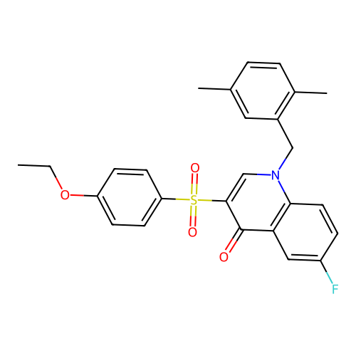 1-[(2,5-Dimethylphenyl)methyl]-3-(4-ethoxyphenyl)sulfonyl-6-fluoroquinolin-4-one structure