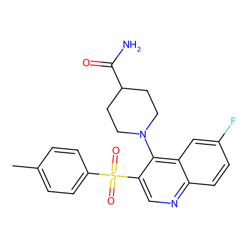 1-[6-Fluoro-3-(4-methylbenzenesulfonyl)quinolin-4-yl]piperidine-4-carboxamide structure