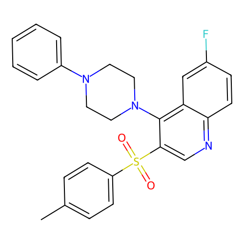 6-Fluoro-3-(4-methylphenyl)sulfonyl-4-(4-phenylpiperazin-1-yl)quinoline structure