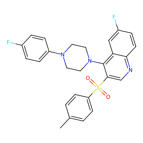 6-Fluoro-4-(4-(4-fluorophenyl)piperazin-1-yl)-3-tosylquinoline structure