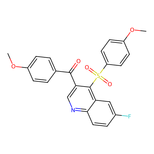 [6-Fluoro-4-(4-methoxyphenyl)sulfonylquinolin-3-yl]-(4-methoxyphenyl)methanone structure