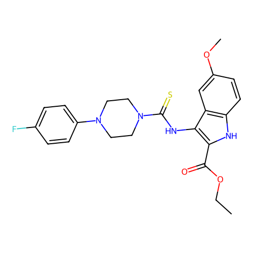 ethyl 3-{[4-(4-fluorophenyl)piperazine-1-carbothioyl]amino}-5-methoxy-1H-indole-2-carboxylate structure