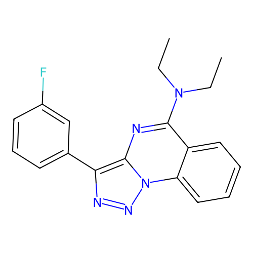 N,N-diethyl-3-(3-fluorophenyl)-[1,2,3]triazolo[1,5-a]quinazolin-5-amine structure