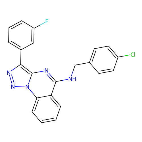 N-[(4-chlorophenyl)methyl]-3-(3-fluorophenyl)triazolo[1,5-a]quinazolin-5-amine structure