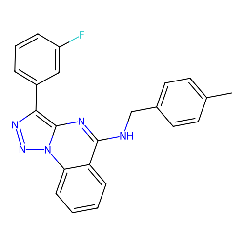 3-(3-fluorophenyl)-N-[(4-methylphenyl)methyl]triazolo[1,5-a]quinazolin-5-amine structure