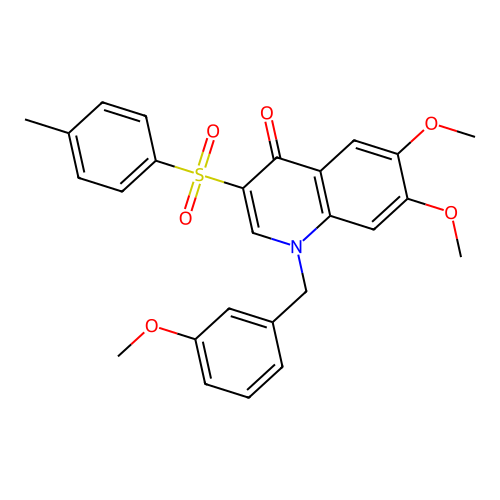 6,7-dimethoxy-1-(3-methoxybenzyl)-3-tosylquinolin-4(1H)-one structure
