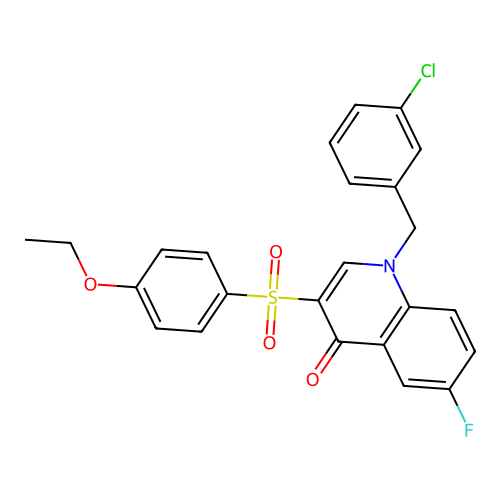 1-[(3-Chlorophenyl)methyl]-3-(4-ethoxyphenyl)sulfonyl-6-fluoroquinolin-4-one structure