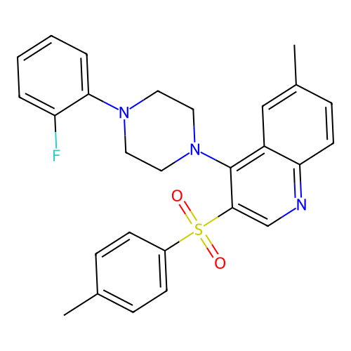 4-(4-(2-Fluorophenyl)piperazin-1-yl)-6-methyl-3-tosylquinoline structure