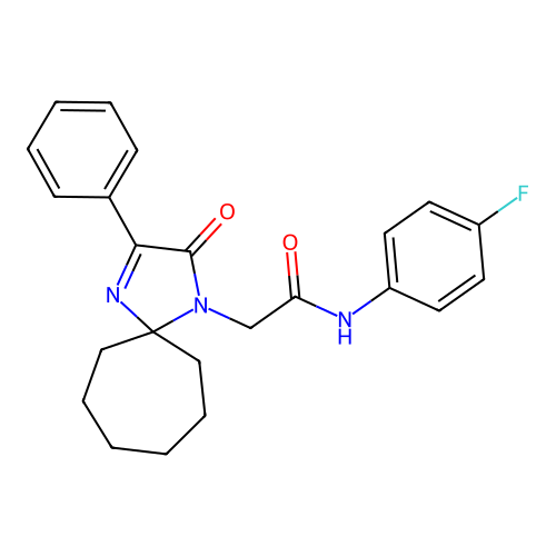 N-(4-FLUOROPHENYL)-2-{2-OXO-3-PHENYL-1,4-DIAZASPIRO[4.6]UNDEC-3-EN-1-YL}ACETAMIDE structure