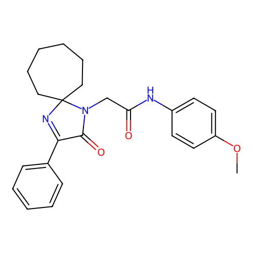 N-(4-methoxyphenyl)-2-{2-oxo-3-phenyl-1,4-diazaspiro[4.6]undec-3-en-1-yl}acetamide structure