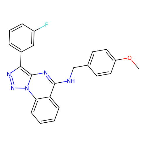 3-(3-fluorophenyl)-N-[(4-methoxyphenyl)methyl]triazolo[1,5-a]quinazolin-5-amine structure